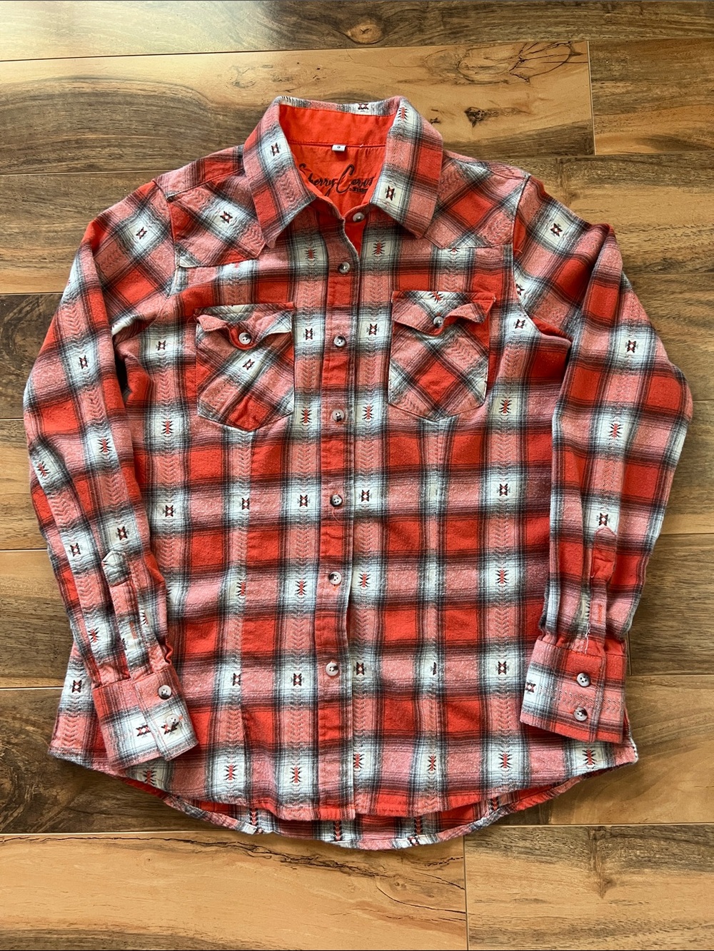 Resistol Sherry Cervi Western Shirt Womens Button Up Sz Small Plaid Aztec Rodeo
